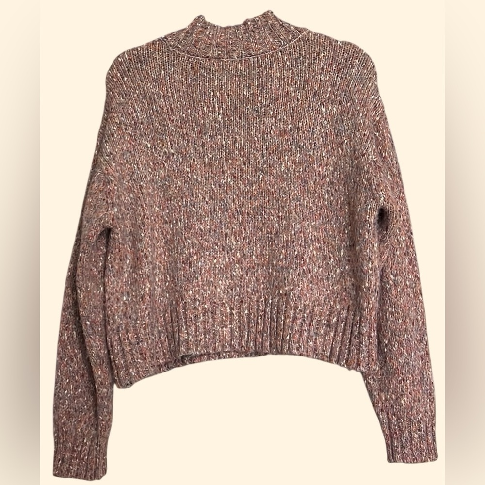 RD STYLE Pink/Orange/Cream Multi Color Mock Neck Cropped Sweater, Sz Small, GUC - Picture 8 of 9